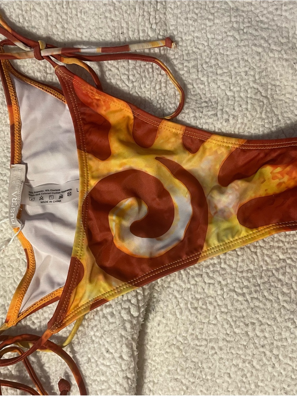 Musera Orange and Yellow Tie-Dye String Bikini Bottom